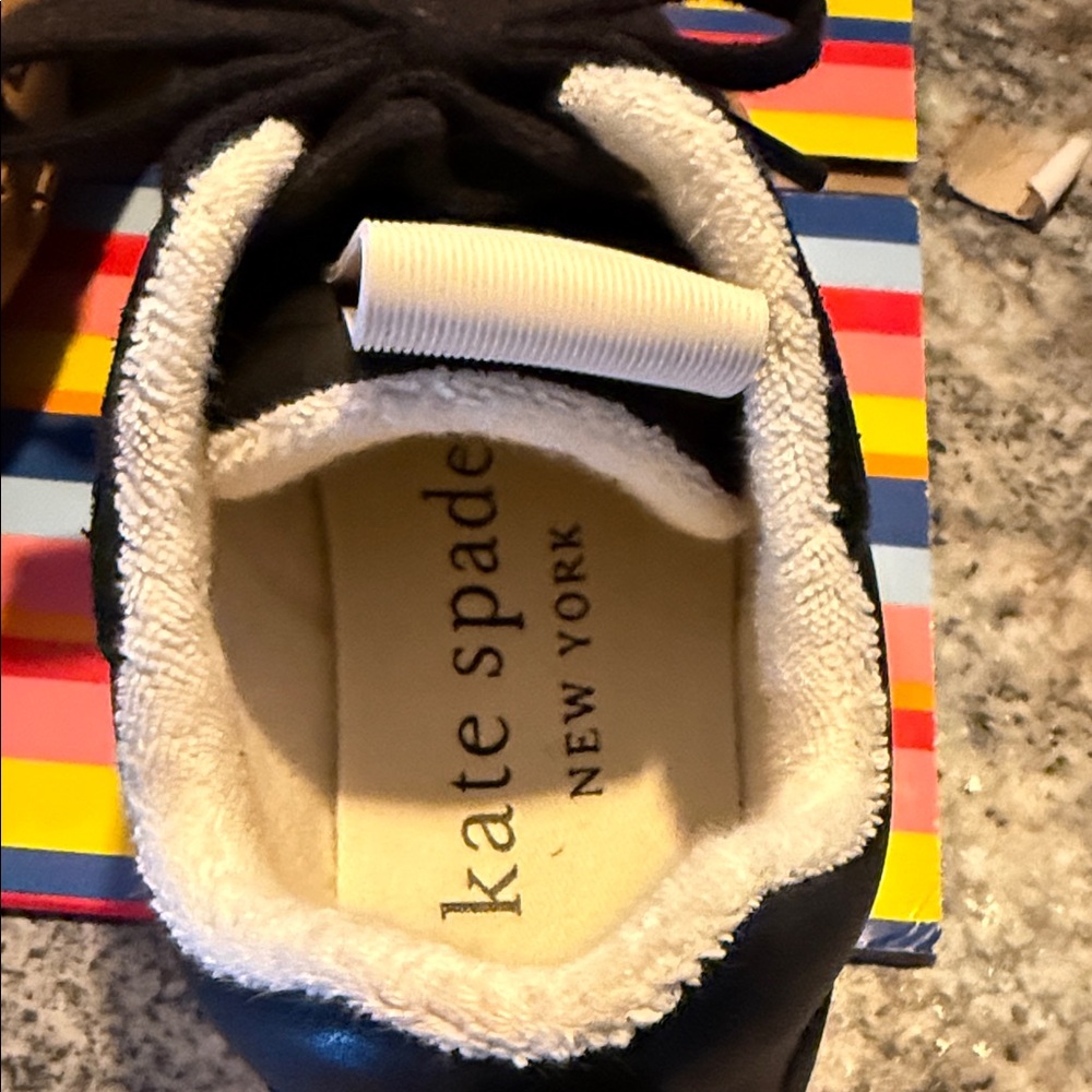 kate spade Black and White Women's Sneakers with Tan Gum Sole - Picture 6 of 7